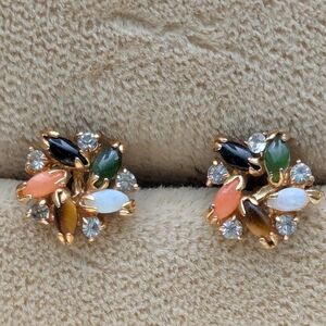 Multi Gem Stud Earrings